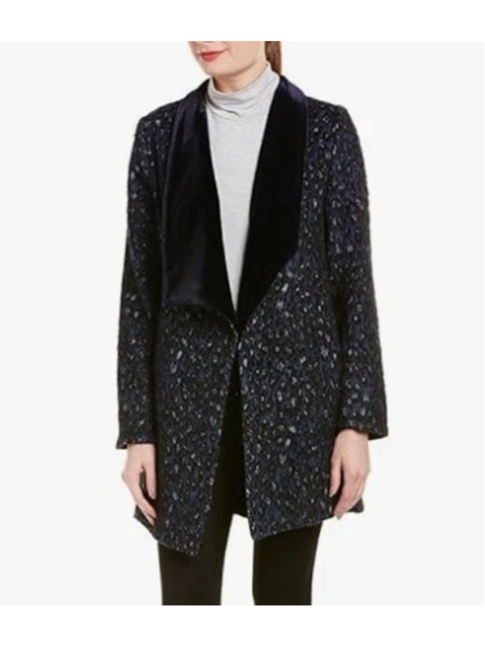 Elie Tahari Christina Leopard Animal Print Textured Velvet Shawl Blazer Coat XS